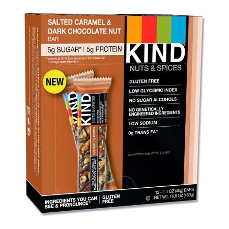 Kind KIND Nuts and Spices Bar, Salted Caramel and Dark Chocolate Nut, 1.4 oz., 12/Box 26961